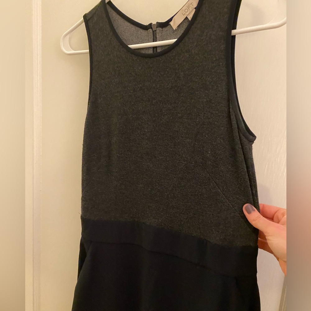 Loft Petite 4 black and gray dress